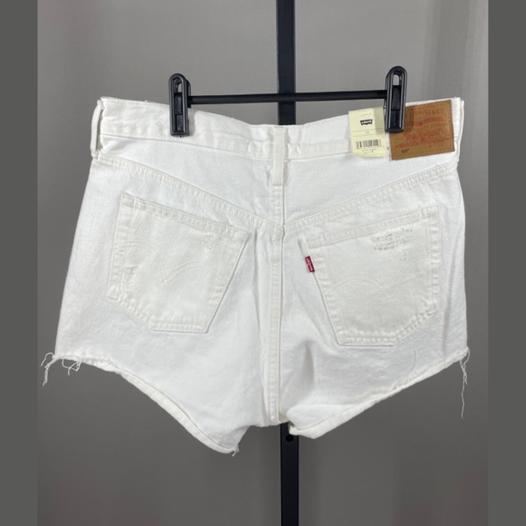 NEW Levis Shorts Womens 33 501 white jean denim distressed casual - Picture 8 of 10